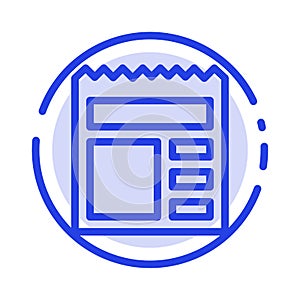 Document, Basic, Ui, Bank Blue Dotted Line Line Icon