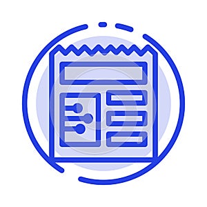 Document, Basic, Ui Blue Dotted Line Line Icon