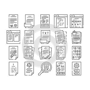 document business file office icons set vector