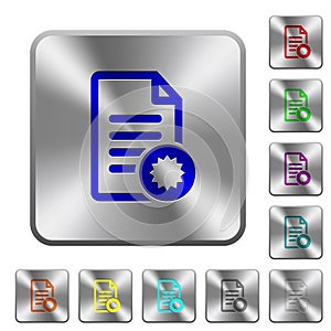 Document certificate rounded square steel buttons