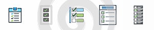 Document Checklist and Clipboard Management Flat Vector Icon Set