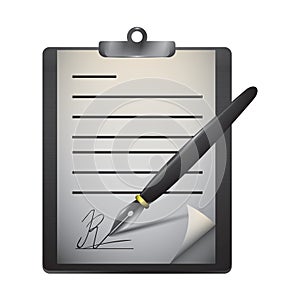 Document on clipboard. Vector illustration decorative background design