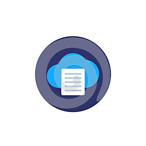 document in cloud icon, flat vector