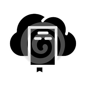 Document cloud storage glyph icon vector illustration