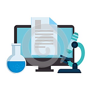 document with computer and tube test