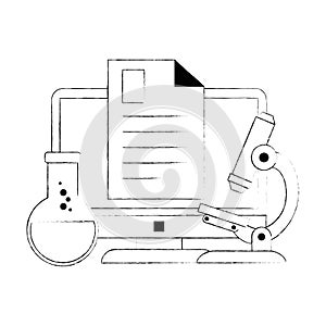 document with computer and tube test