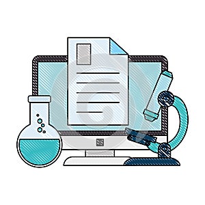 document with computer and tube test