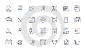 Document control line icons collection. Compliance, Records, Approval, Traceability, Quality, Management, Security photo
