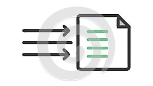 Document with Data Flow, Information Processing Icon, vector design Generative AI