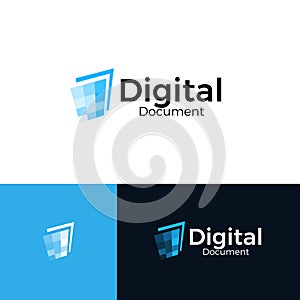 Document digitalization service abstract logo concept, document to digital converter icon. Vector isolated Logo templete photo