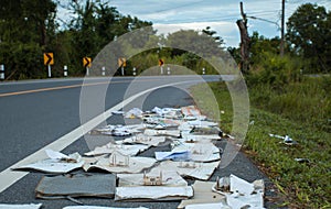 Document discard on road . photo