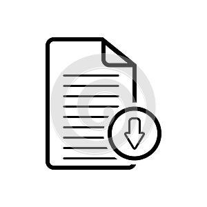 Black line icon for Document download app, mobile and application