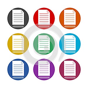 Document edit color icon set isolated on white background