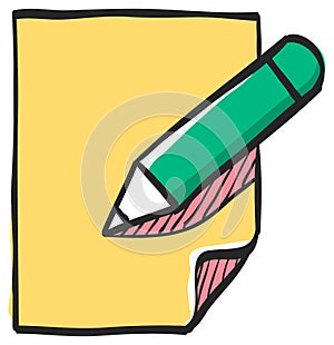 Document edit icon in color drawing