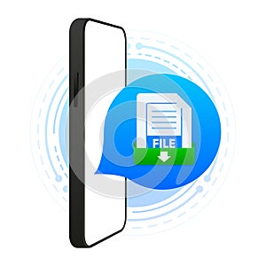 Document File Download on device screen. Document icon. Downloading files concepts. Vector illustration.