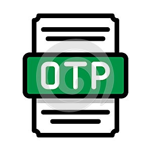 Document file format OTP spreadsheet icon. with outline and color in the middle. Vector illustration