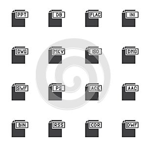 Document File Format vector icons set