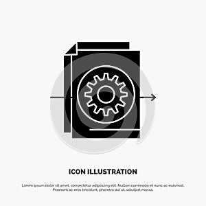 Document, File, Gear, Settings solid Glyph Icon vector