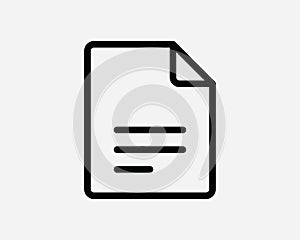 Document File Icon. Paper Page Folder Memo Contract Text Business Office Doc. Black White Sign Symbol EPS Vector