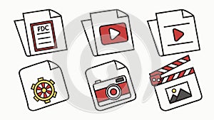 Document File Icons Vector Set for Digital Media Data, vector design Generative AI