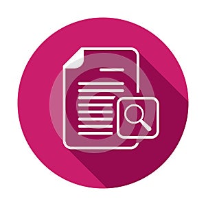 Document file magnifier magnifying glass page icon. Vector icon