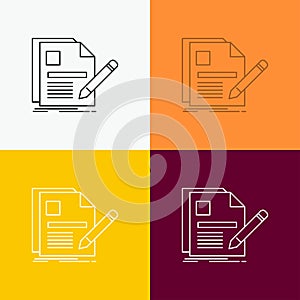 document, file, page, pen, Resume Icon Over Various Background. Line style design, designed for web and app. Eps 10 vector