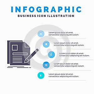 document, file, page, pen, Resume Infographics Template for Website and Presentation. GLyph Gray icon with Blue infographic style