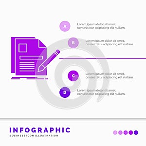 document, file, page, pen, Resume Infographics Template for Website and Presentation. GLyph Purple icon infographic style vector
