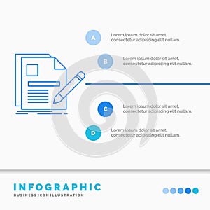 document, file, page, pen, Resume Infographics Template for Website and Presentation. Line Blue icon infographic style vector