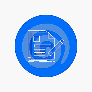 document, file, page, pen, Resume White Line Icon in Circle background. vector icon illustration