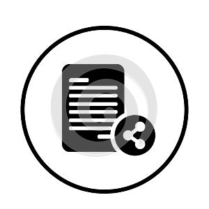 Document, file, share icon. Black vector graphics