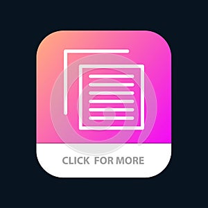 Document, File, User, Interface Mobile App Button. Android and IOS Line Version