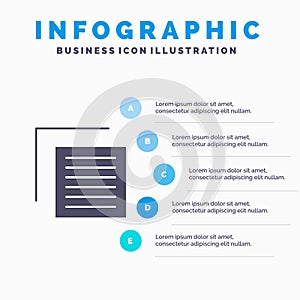 Document, File, User, Interface Solid Icon Infographics 5 Steps Presentation Background