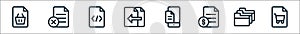 document and files line icons. linear set. quality vector line set such as file, folder, file, file, coding