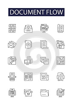 Document flow line vector icons and signs. document, flow, paper, concept, management, data, vector,work outline vector