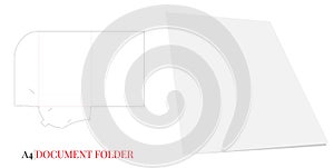 Document Folder Template A4. Vector with die cut layers. White, clear, blank, isolated Document Folder