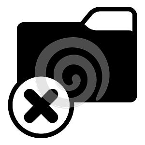 Document folder ban solid icon, case concept. Vector graphics. Folder with close button, forbidden item sign on white