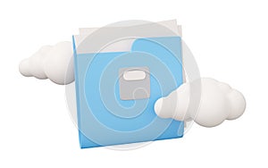 document folder cloud 3d illustration. Minimal 3d render illustration isolated on white background