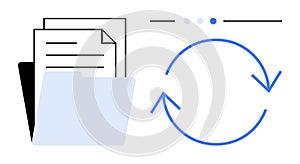 Document Folder and Circular Arrows Representing File Management and Synchronization
