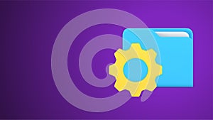 Document folder storage archive development gear cog mechanism realistic 3d icon vector illustration