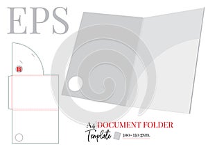 Document Folder Template A4. Vector with die cut, laser cut layers