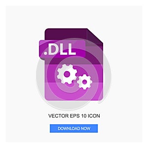 Document Formats .DLL File Paper Purple Tone Color Flat Icon Vector Illustration White Background