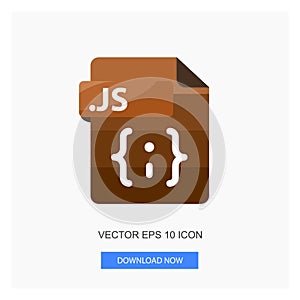 Document Formats .JS File Paper Brown Tone Color Flat Icon Vector Illustration White Background