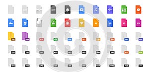 50 Document formats vector illustration icon set. Included the icons as file, types, kind of files and more. photo