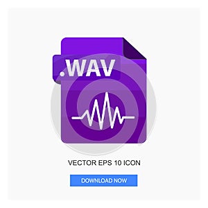 Document Formats .WAV File Purple Color Flat Icon Vector Illustration White Background