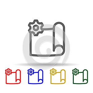 Document gear multi color style icon. Simple thin line, outline vector of web icons for ui and ux, website or mobile application
