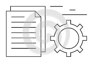Document and Gear Outline Representing Process, Configuration, or Workflow Optimization