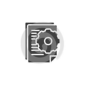 Document and gear vector icon