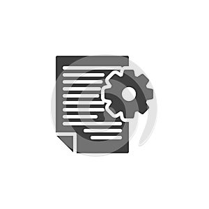 Document and gear vector icon
