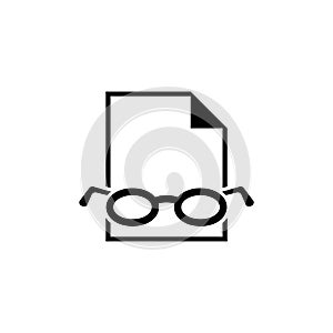 Document with Glasses, Checking Grammar Spelling Error Flat Vector Icon